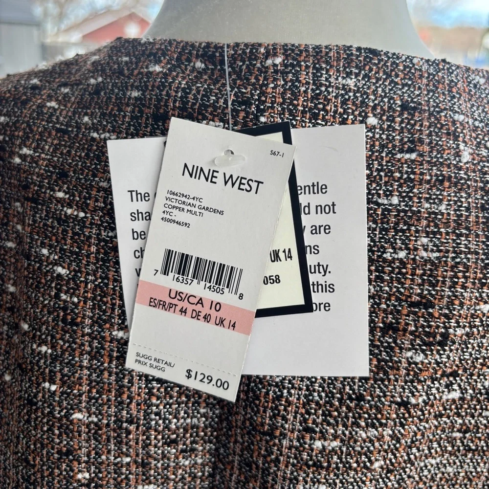 Nine West NWT Women's Tweed 3/4-Sleeve Blazer (Copper Multi) Size 10